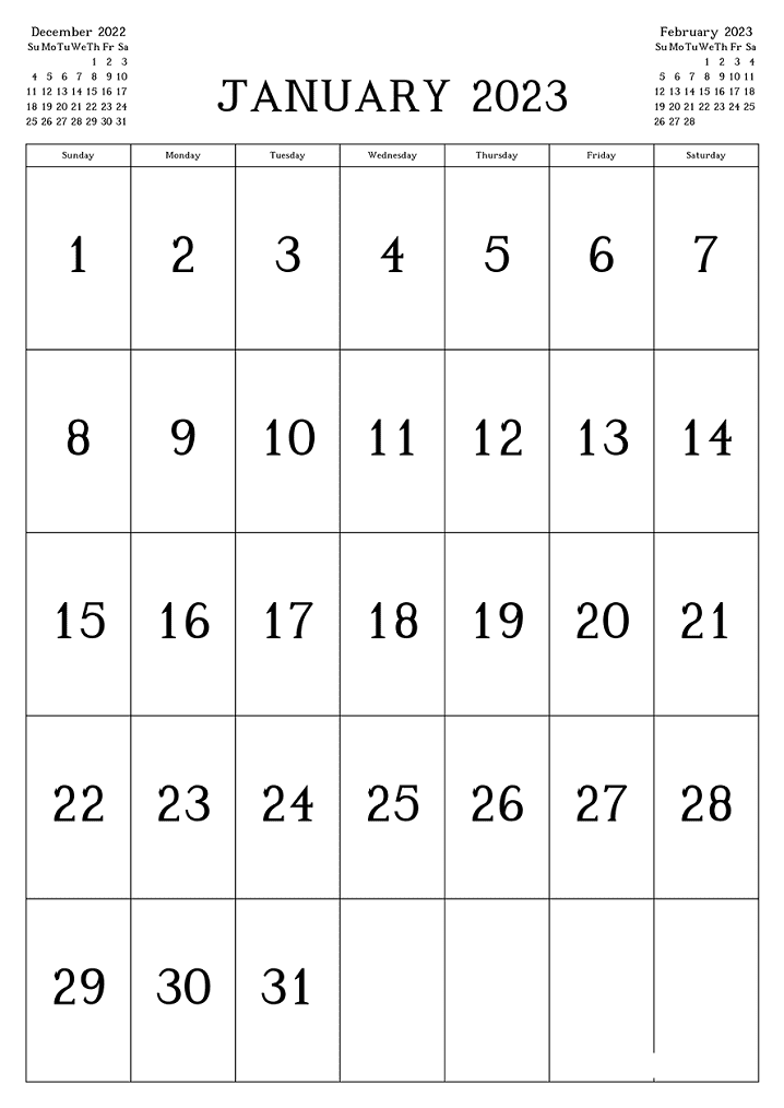 January 2023 Calendar Clipart Free