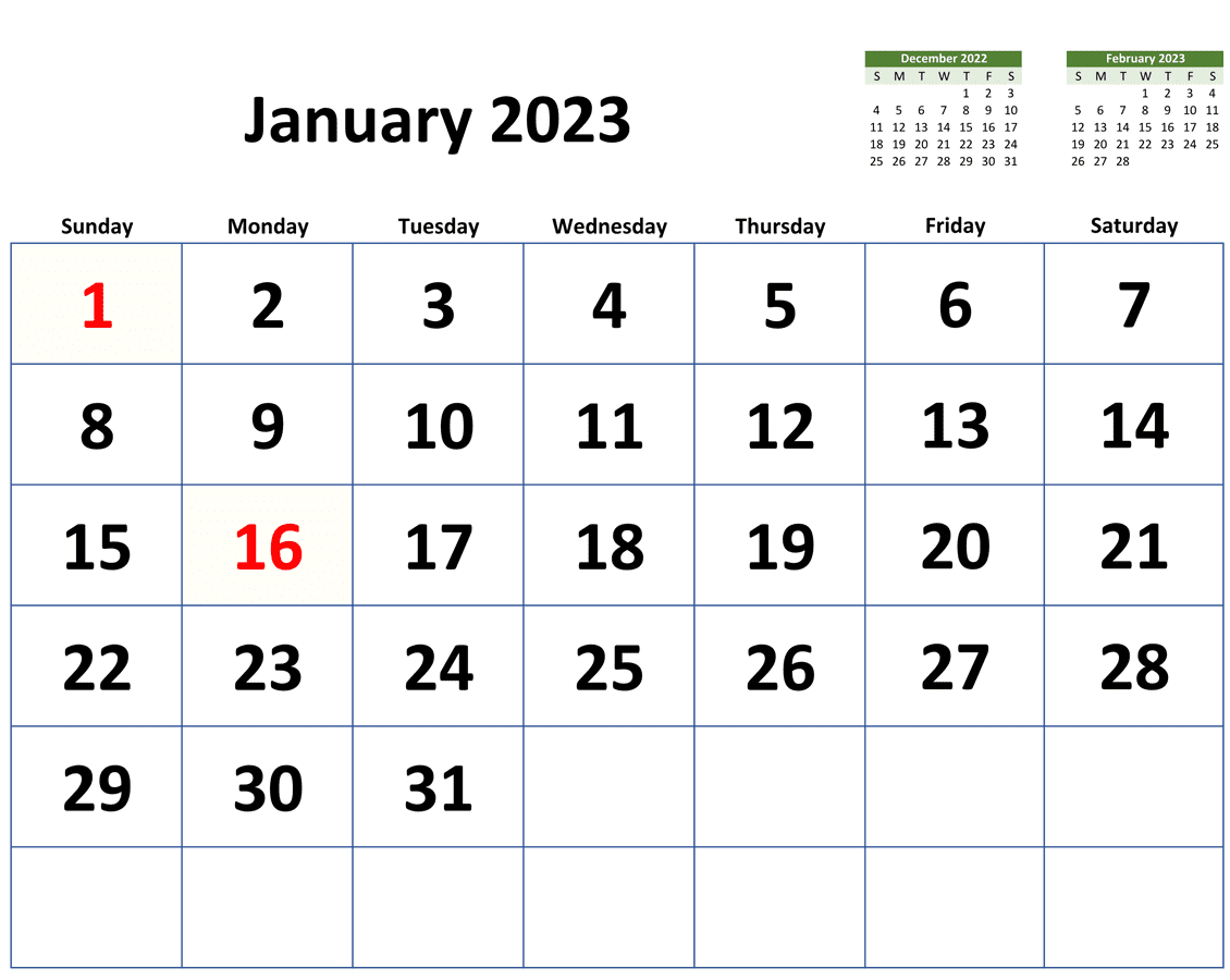 January 2023 Calendar Clipart Picture