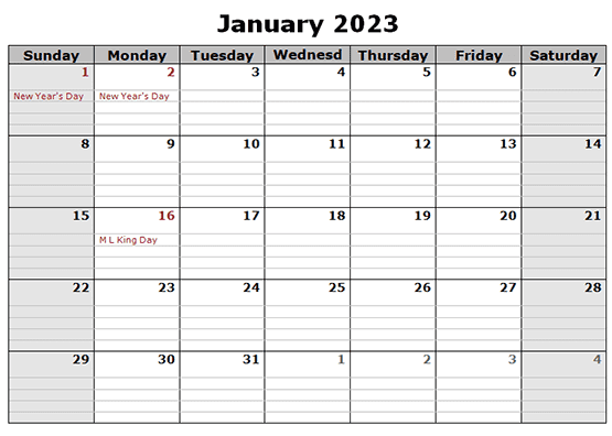 January 2023 Calendar Clipart Png