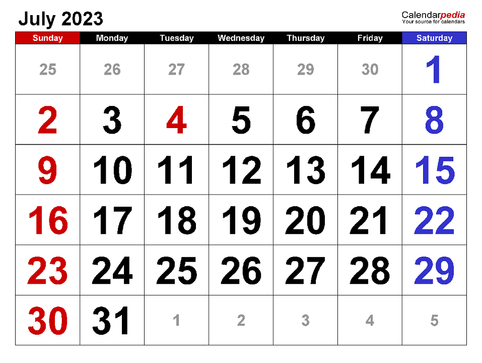 July 2023 Calendar Clipart Png Picture
