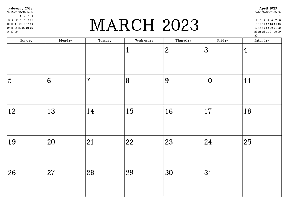 March 2023 Calendar Clipart For Free