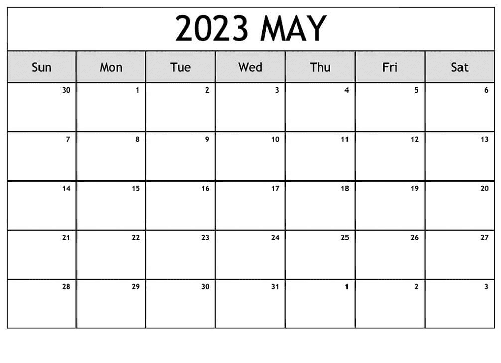 May 2023 Calendar Clipart Download