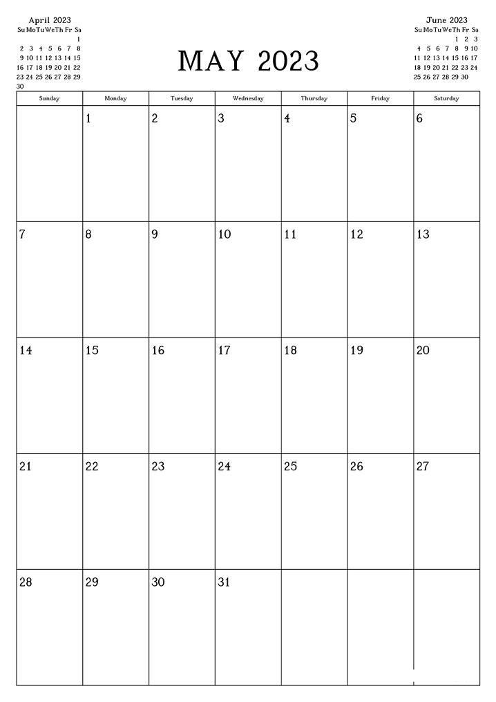May 2023 Calendar Clipart