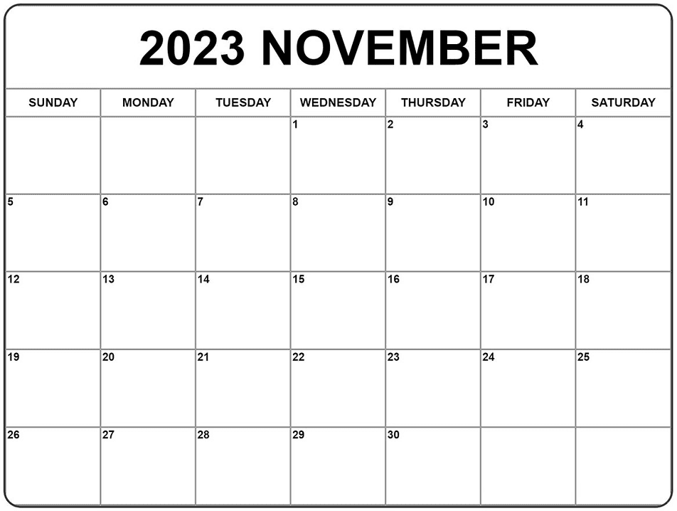 November 2023 Calendar Png Image