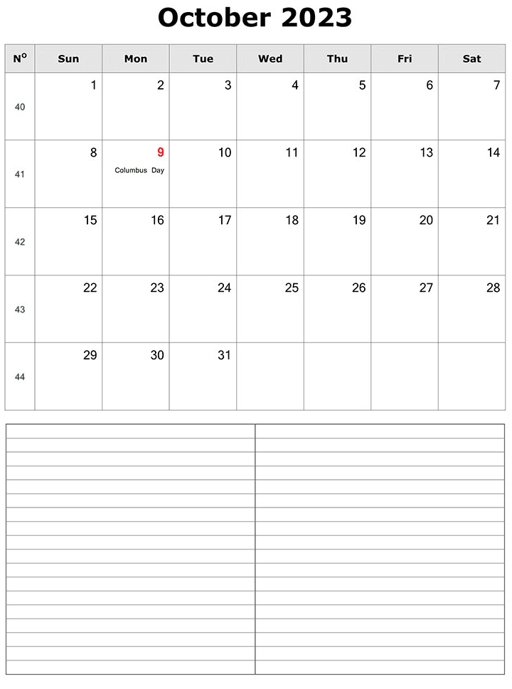 October 2023 Calendar Clipart Png