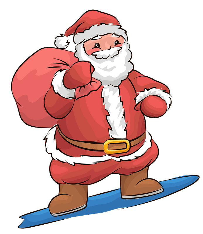 Santa Surfing Clipart Transparent