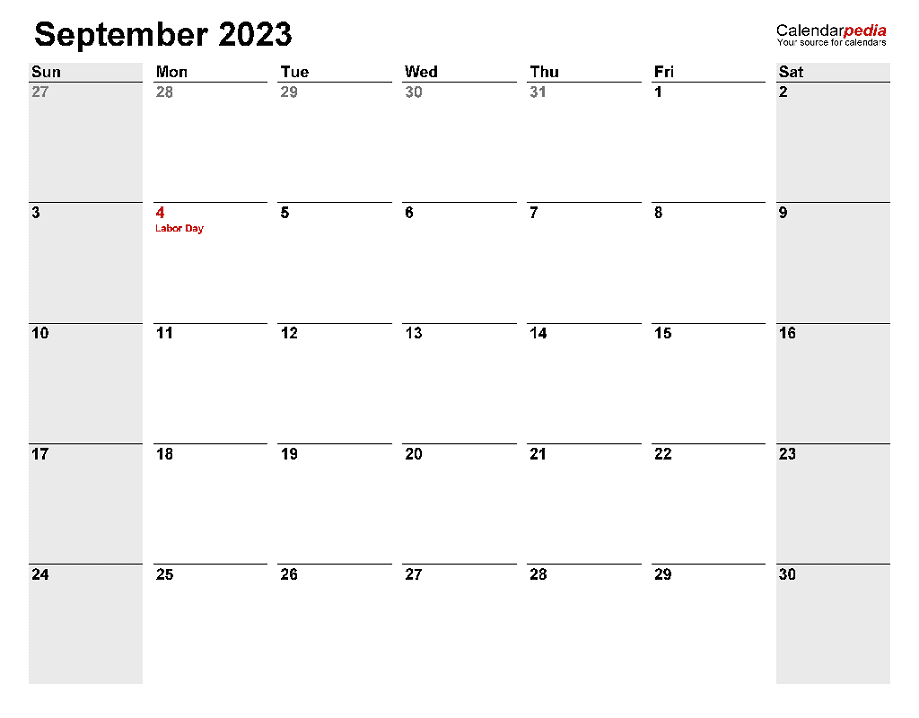 September 2023 Calendar Clipart Png