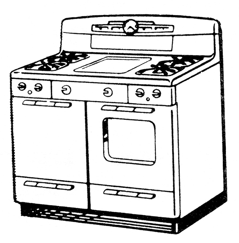 Stove Clipart Black and White