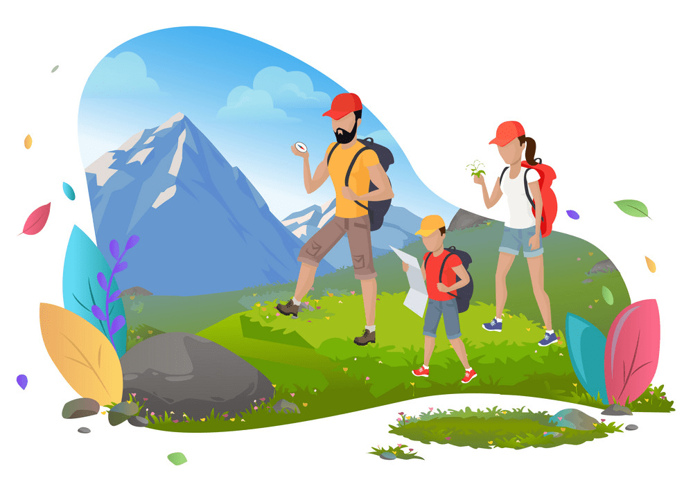 Family Hiking Clipart