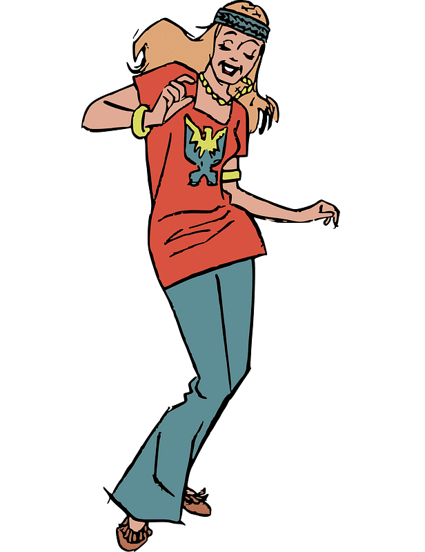 Hippie Girl Dancing Clipart
