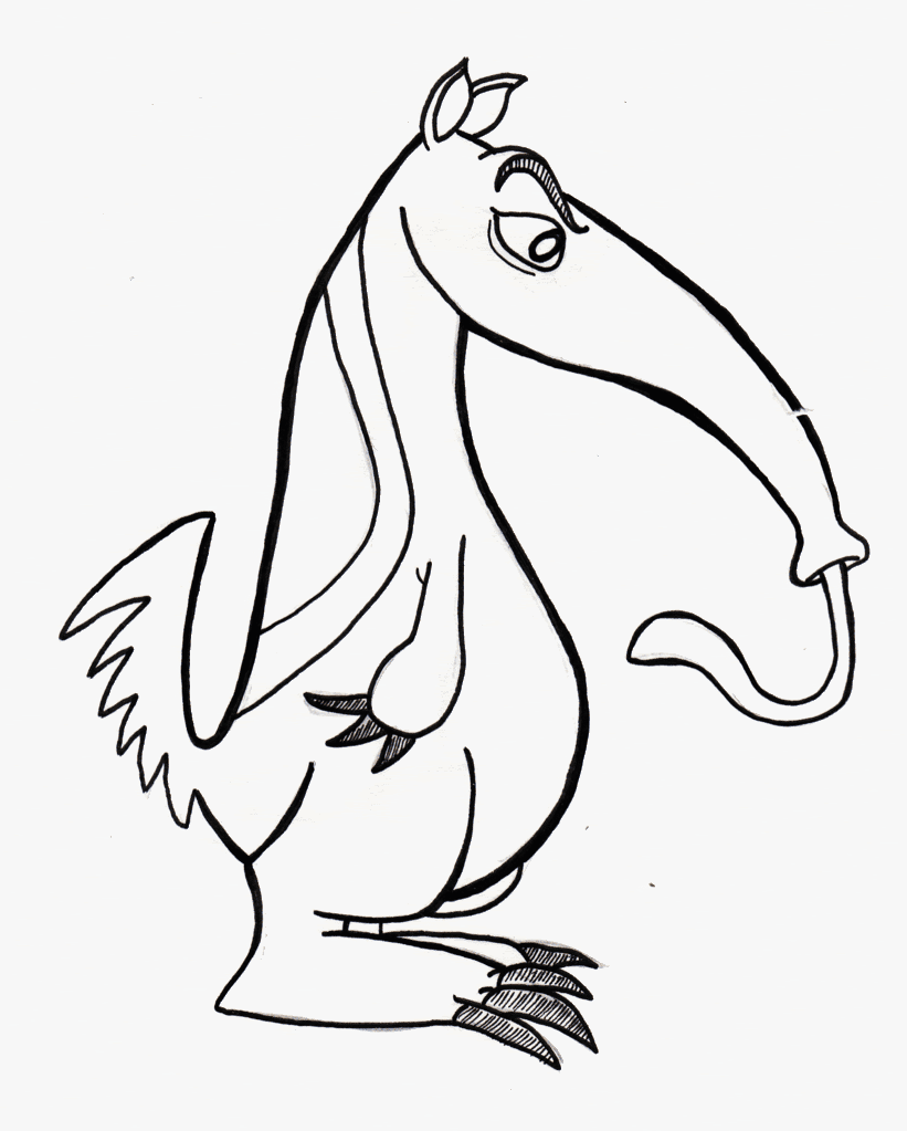 Anteater Black and White Clipart