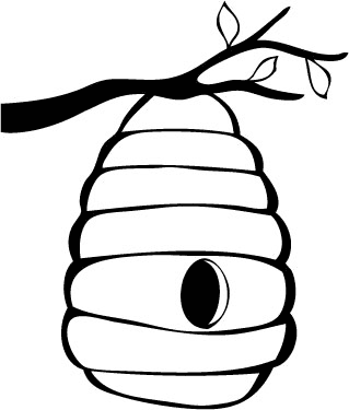 Beehive Black and White Clipart