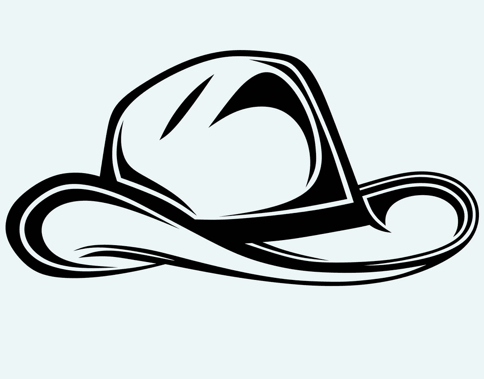 Cowboy Hat Black and White Clipart