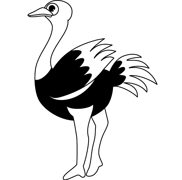 Ostrich Black and White Clipart Free
