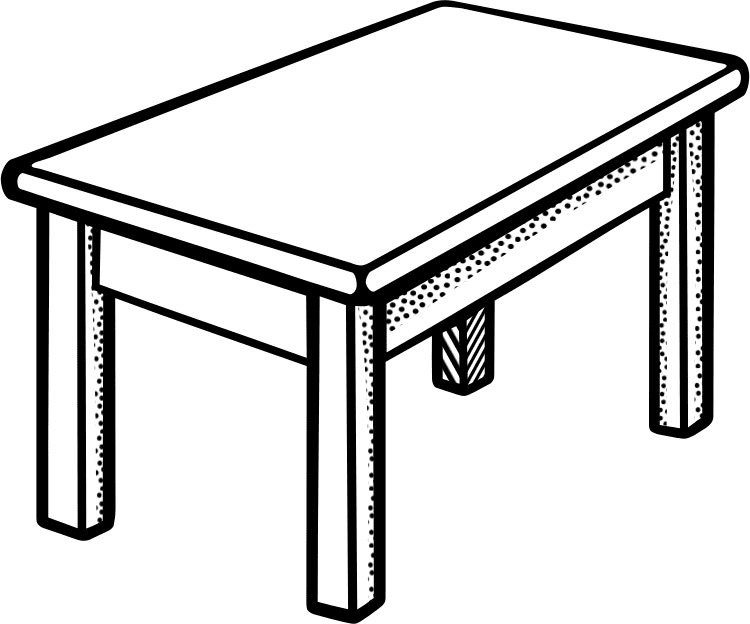 Table Black and White Clipart