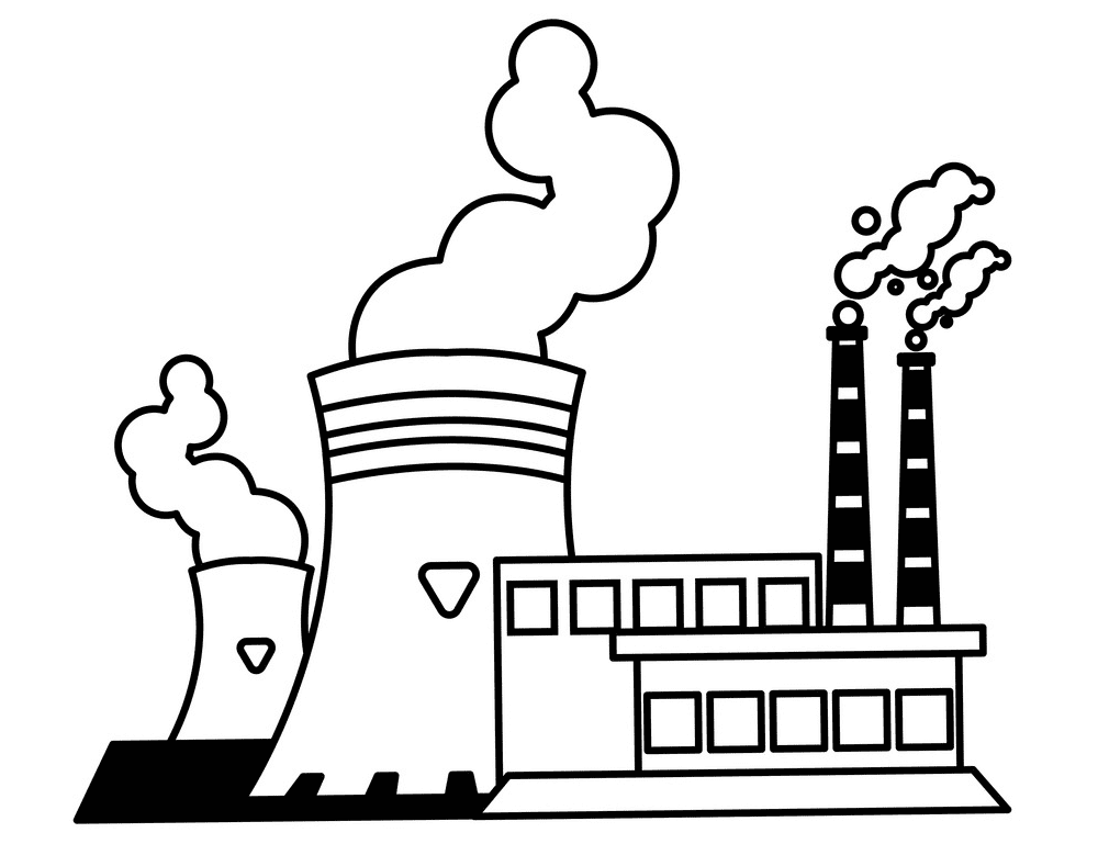 Factory Black and White Clipart