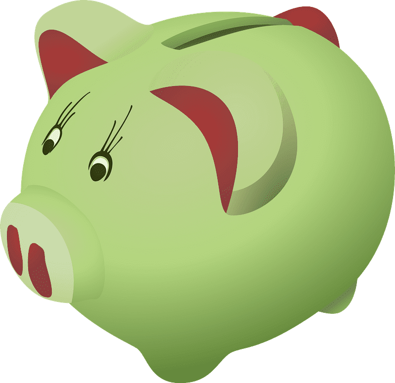 Green Piggy Bank Clipart Transparent Background