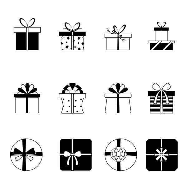 Presents Clipart Black and White