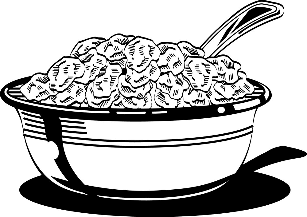 Bowl of Cereal Clipart Black and White