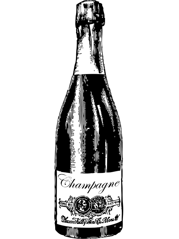 Champagne Bottle Clipart Black and White