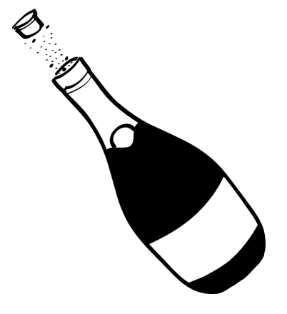 Champagne Clipart Black and White