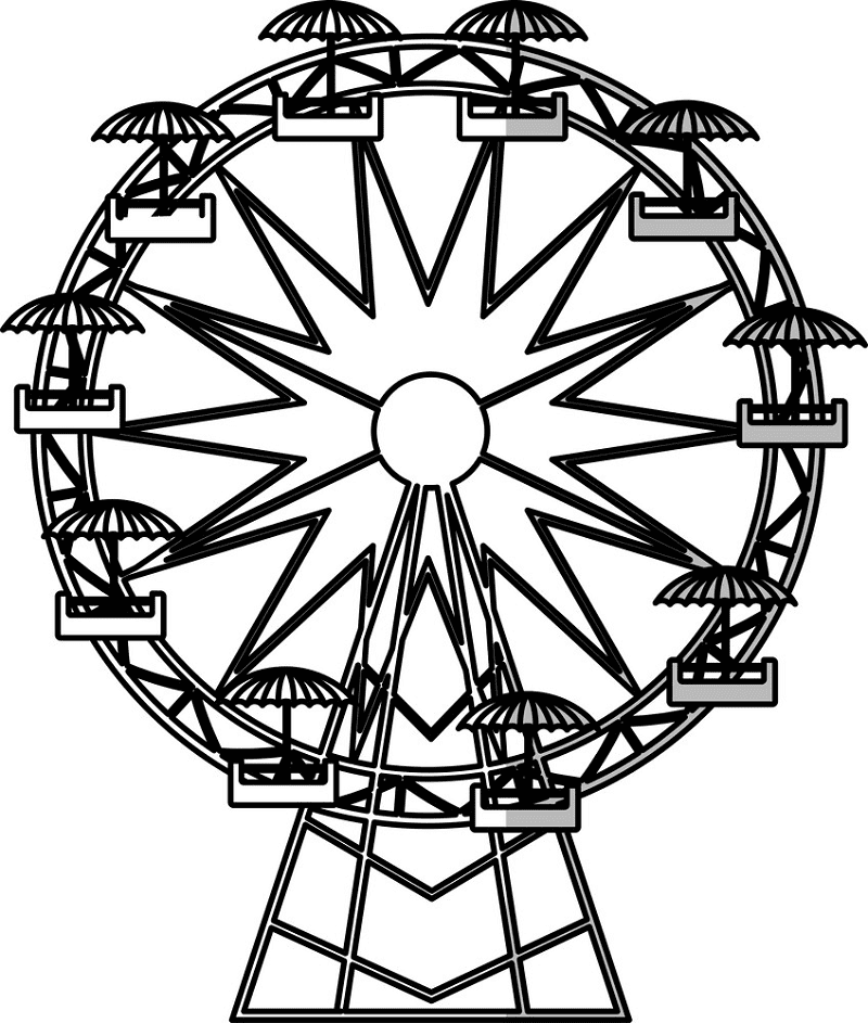 Ferris Wheel Clipart Black and White