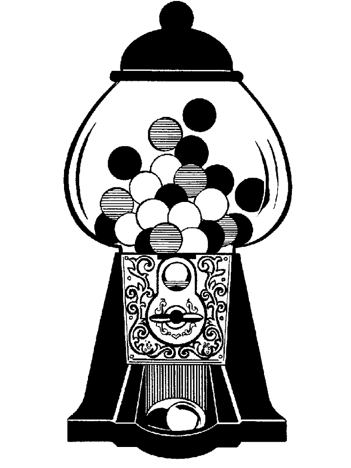 Free Gumball Machine Clipart Black and White