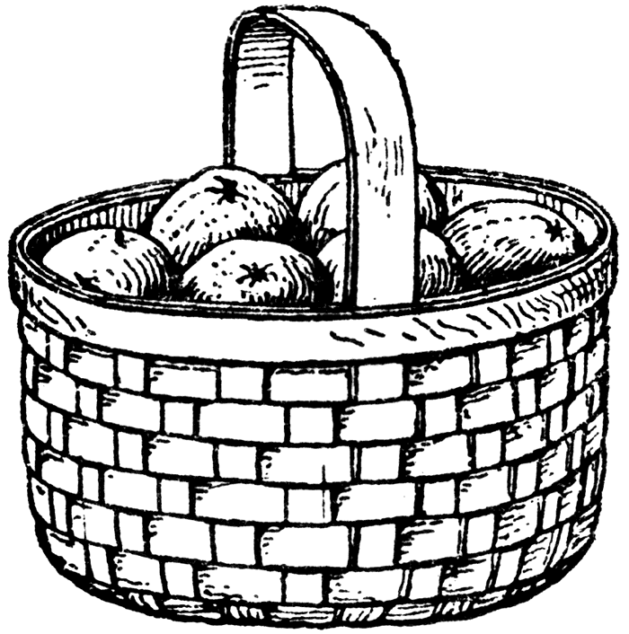 Gift Basket Clipart Black and White