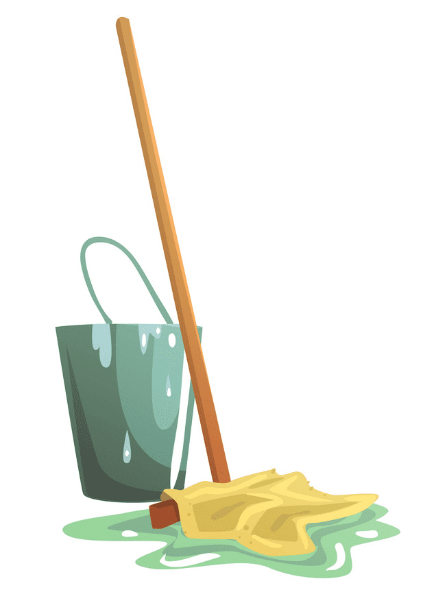 Mop and Bucket Clipart Free Image