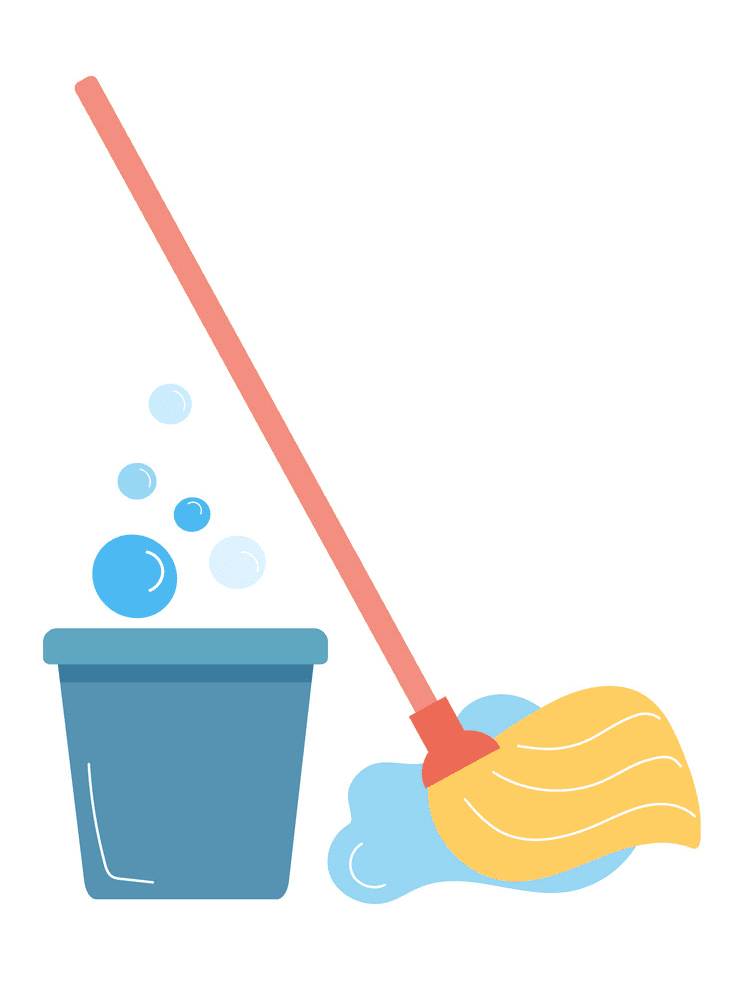 Mop and Bucket Clipart Image