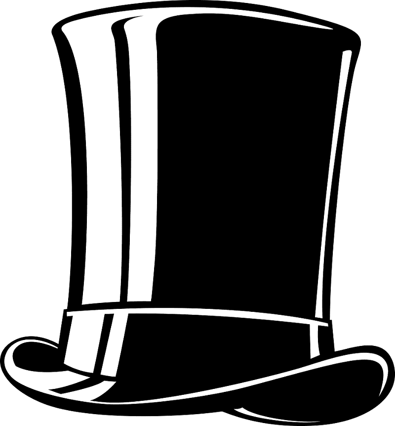 Black and White Top Hat Clipart