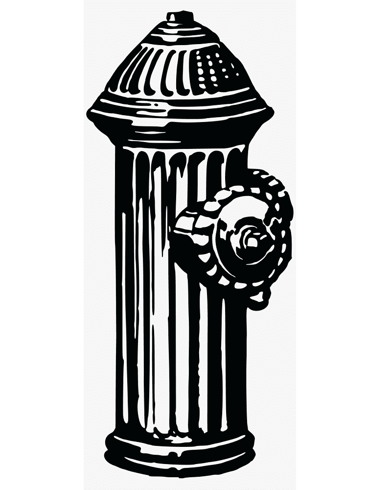 Fire Hydrant Black and White Clipart