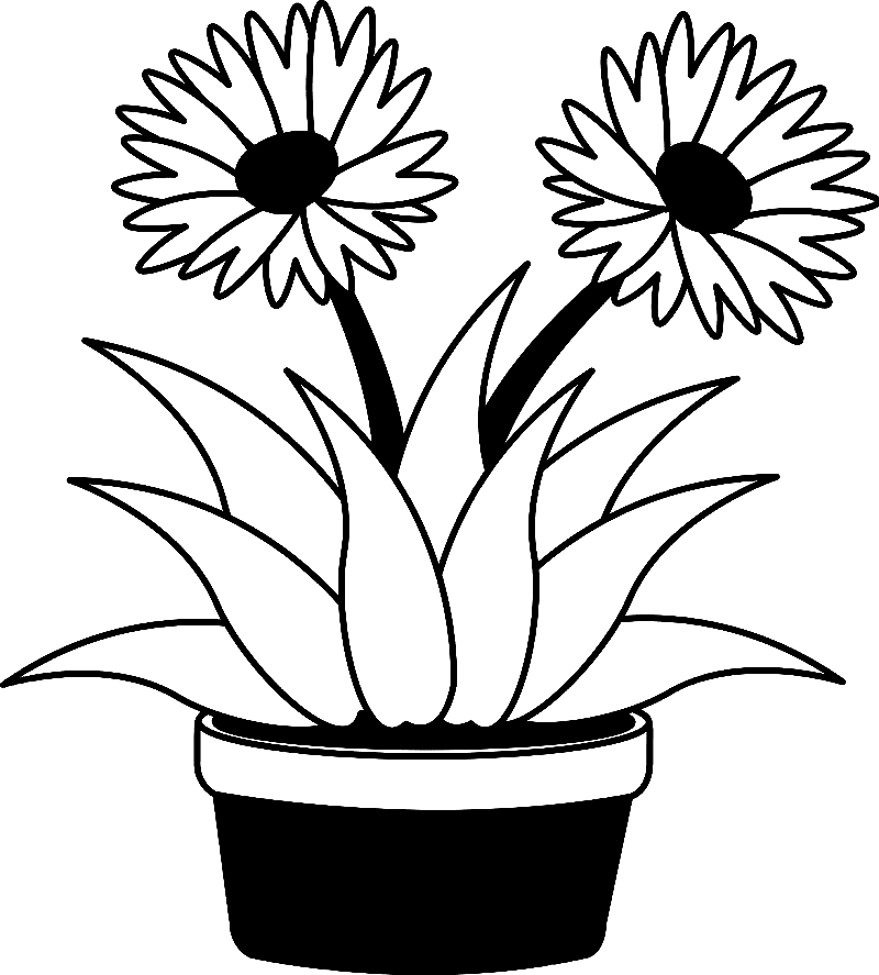 Flower Pot Clipart Black and White