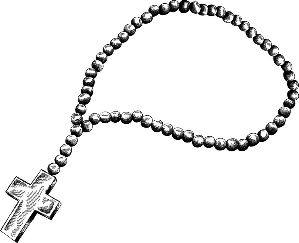 Free Rosary Clipart Black and White