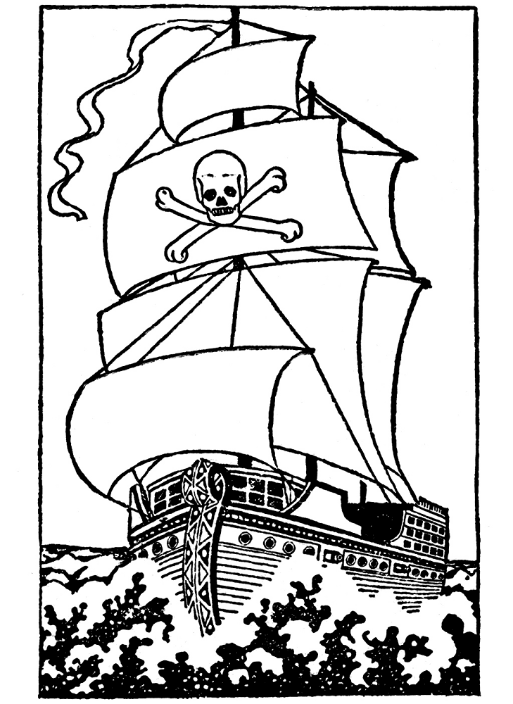 Pirate Ship Clipart Black and White (2)