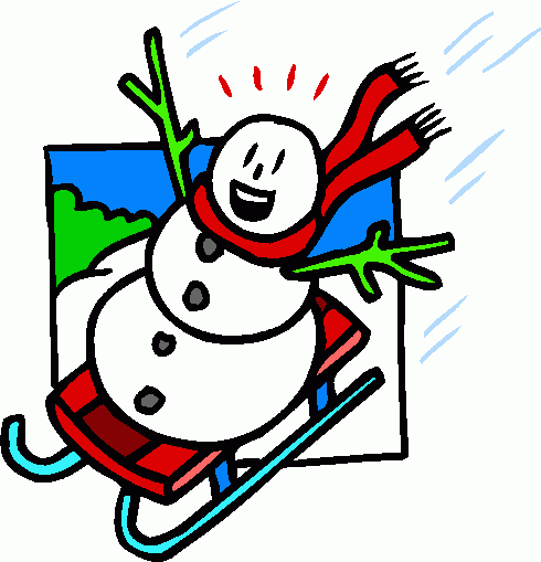 Snowman Sledding Clipart