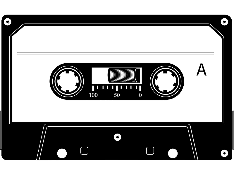 Cassette Tape Clipart Black and White