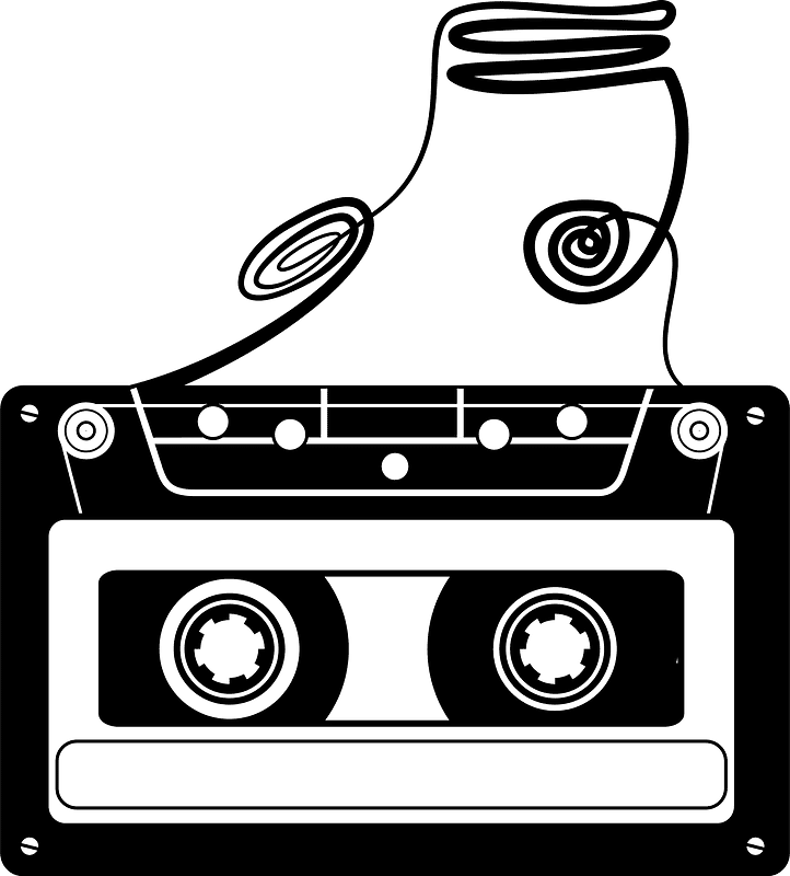 Free Cassette Tape Clipart Black and White