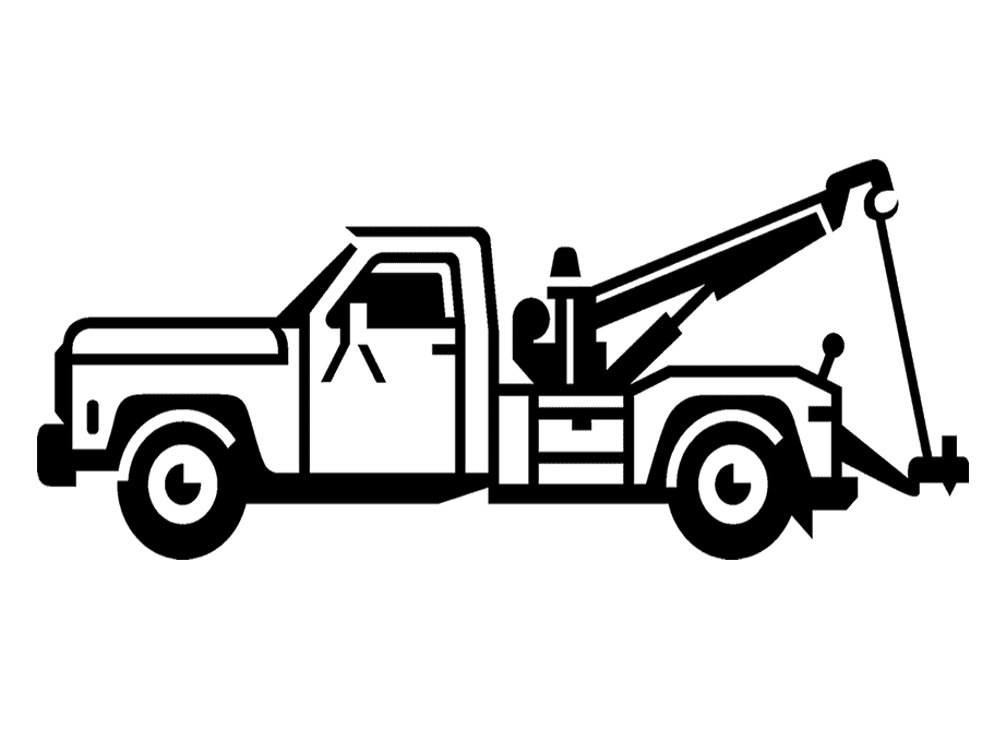 Tow Truck Black and White Clipart