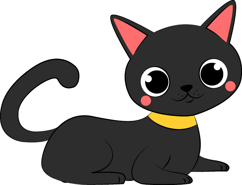 Cute Black Cat Clipart Transparent
