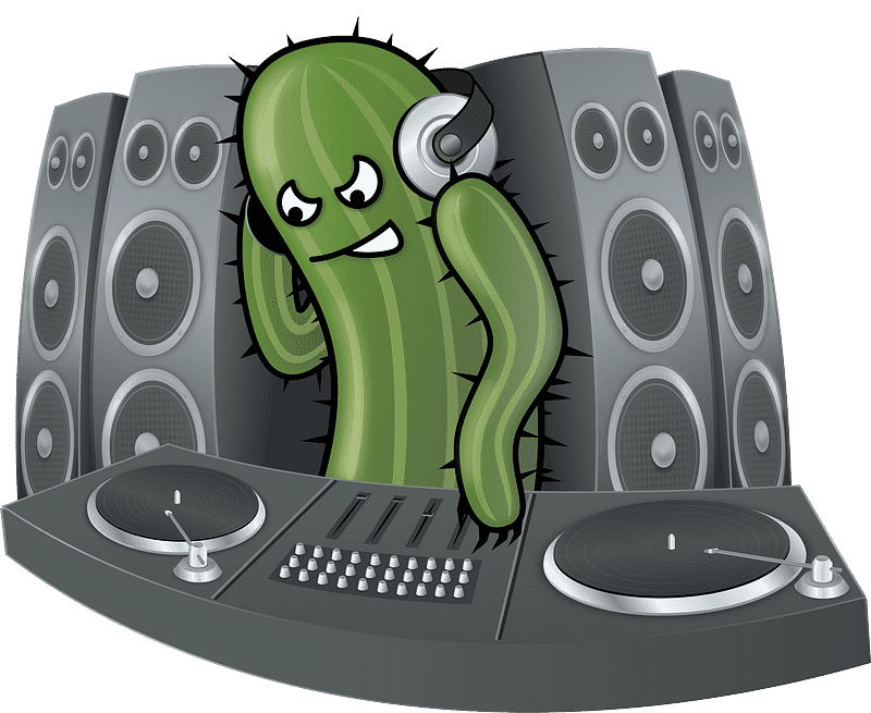 DJ Cactus Clipart Transparent