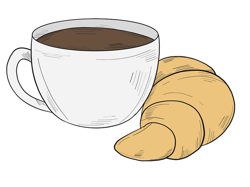 Coffee and Croissant Clipart