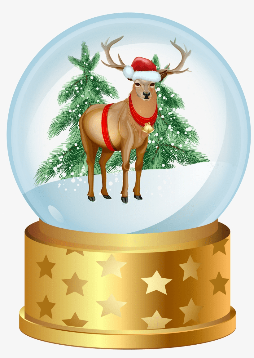 Reindeer Snow Globe Clipart