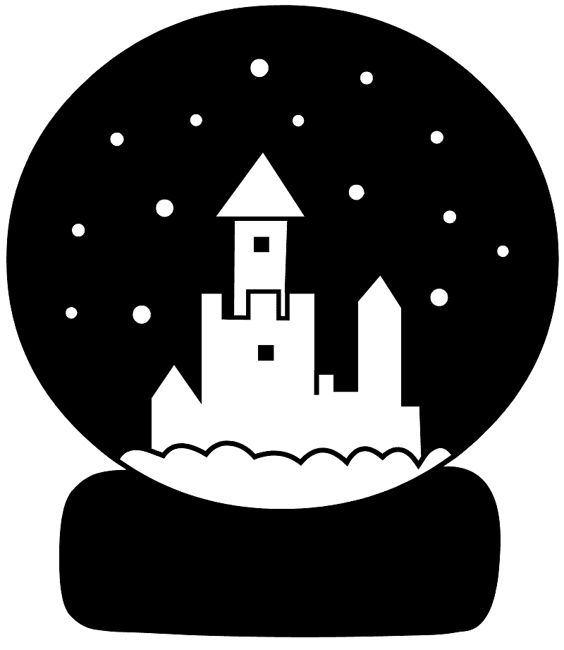 Snow Globe Clipart Black and White