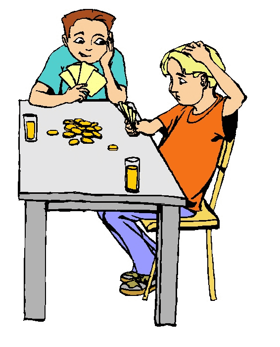 Boys Playing Cards Clipart