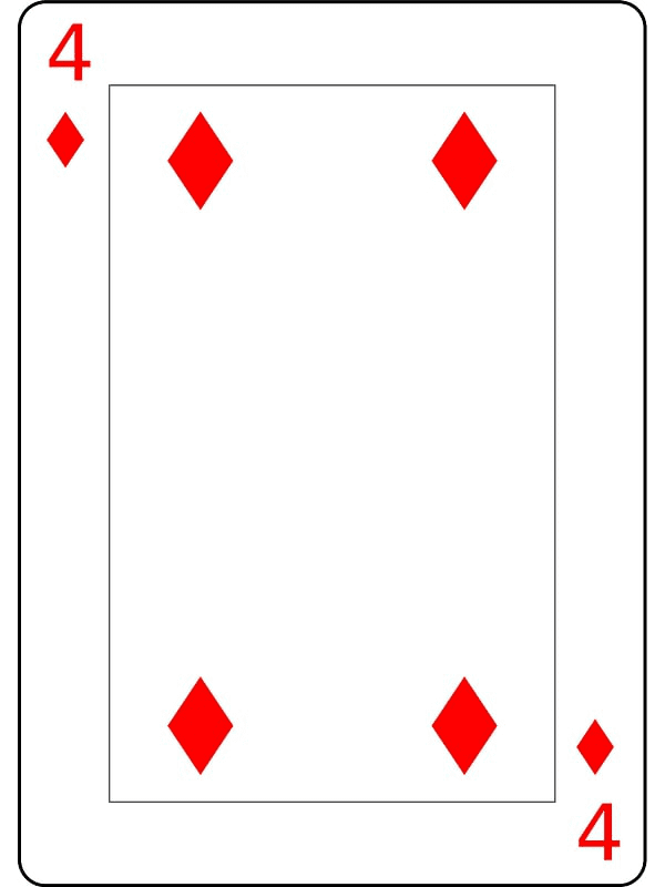 Four of Diamonds Playing Cards Clipart