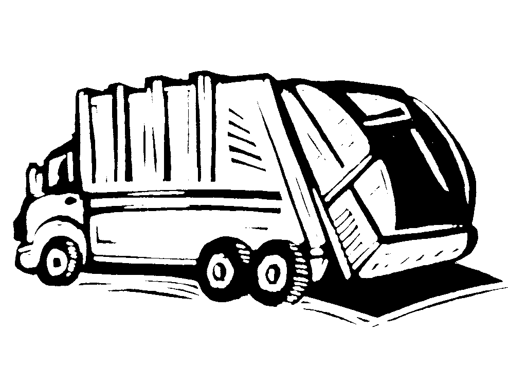 Garbage Truck Clipart Black and White