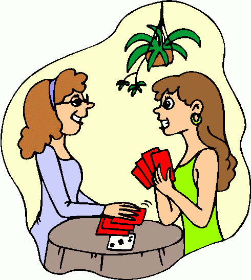 Girls Playing Cards Clipart