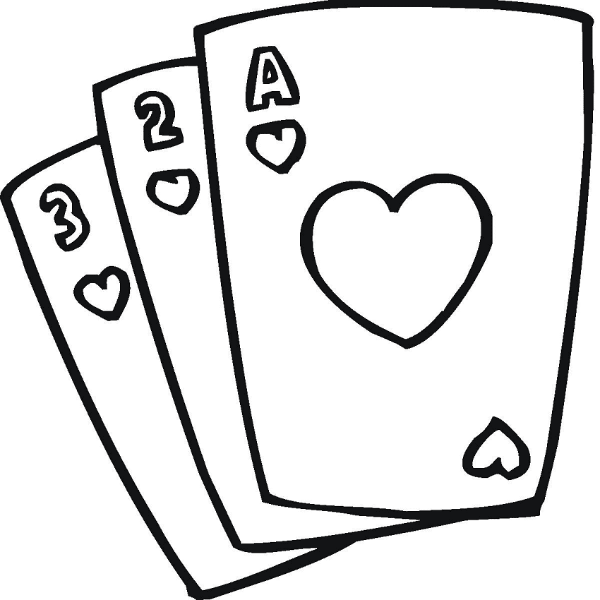 Playing Cards Black and White Clipart