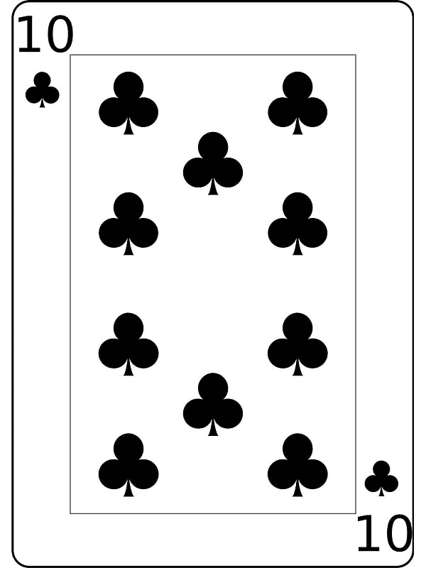Ten of Clubs Playing Cards Clipart